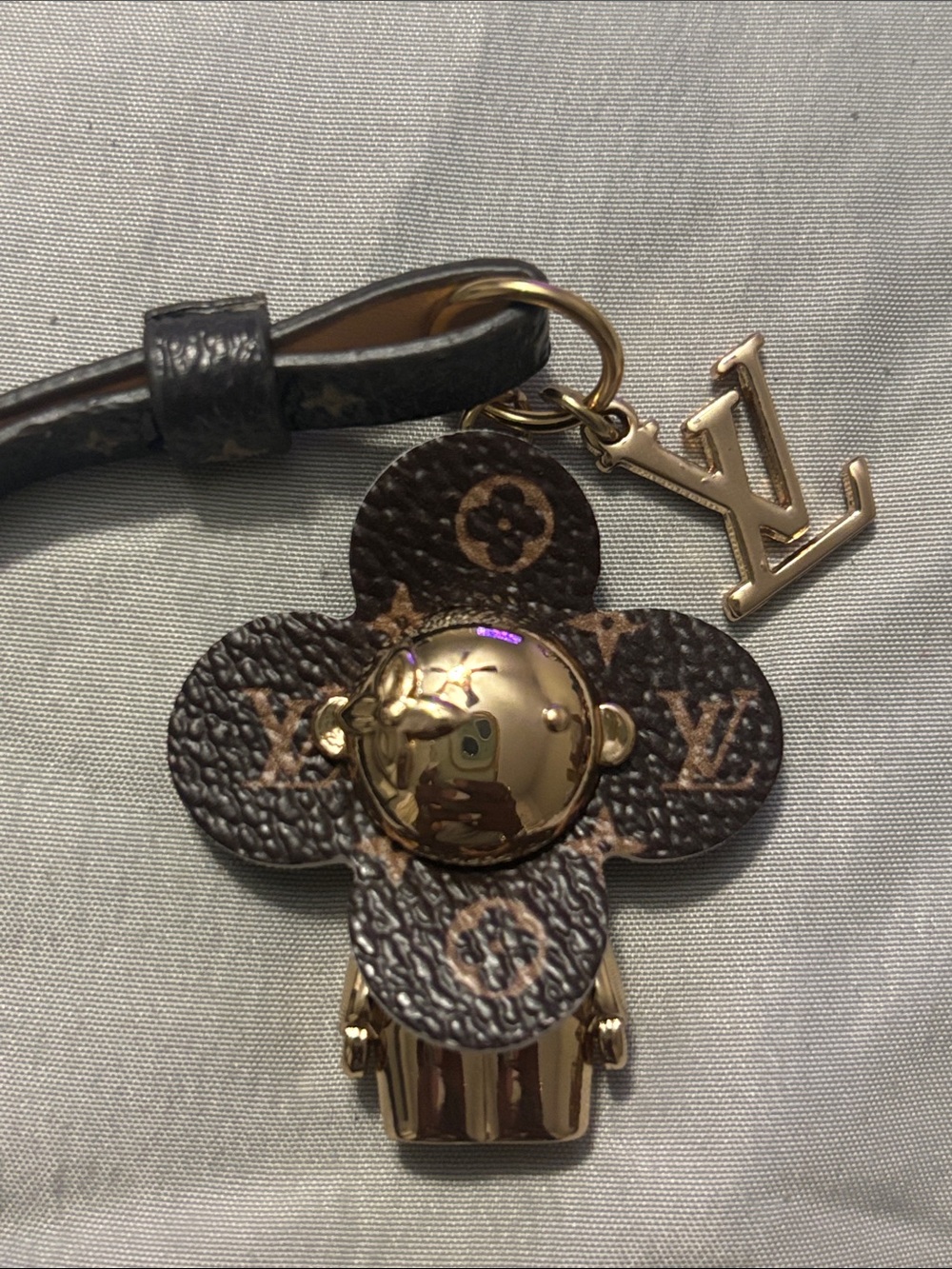 Louis Vuitton Brown Monogram Flower Key & Card Holder Charm with Gold Hardware